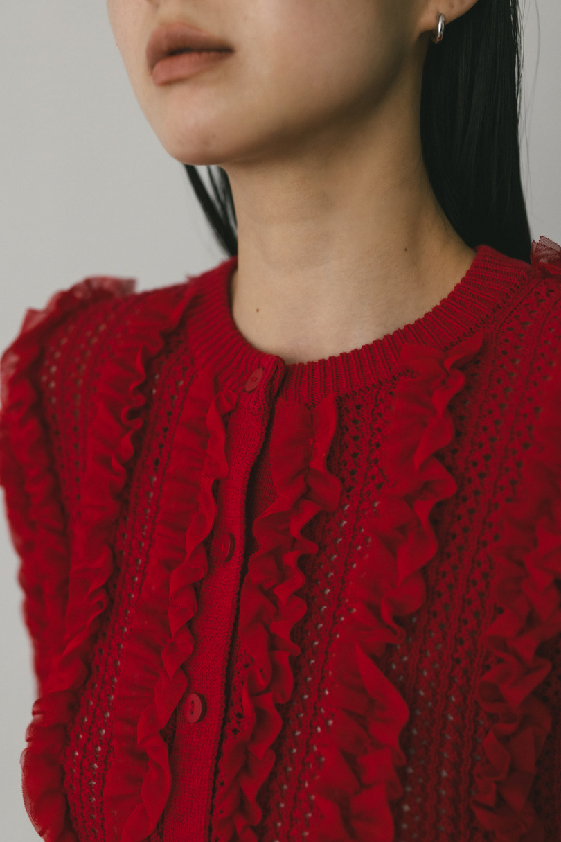 チュールフリルニットカーデ 詳細画像 RED 6