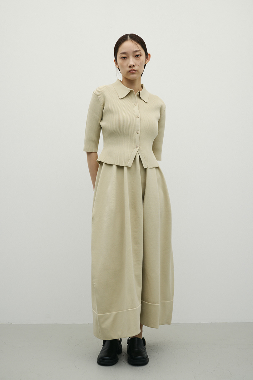 2ピースハーフスリーブポロニットワンピース 詳細画像 BEG 3