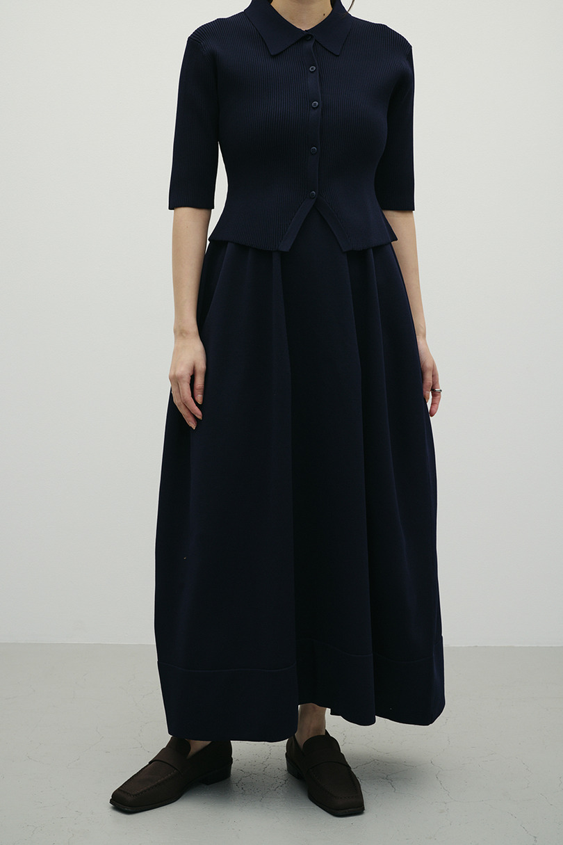 2ピースハーフスリーブポロニットワンピース