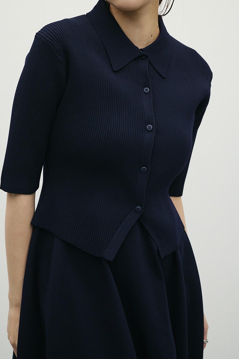 2ピースハーフスリーブポロニットワンピース 詳細画像 NVY 10