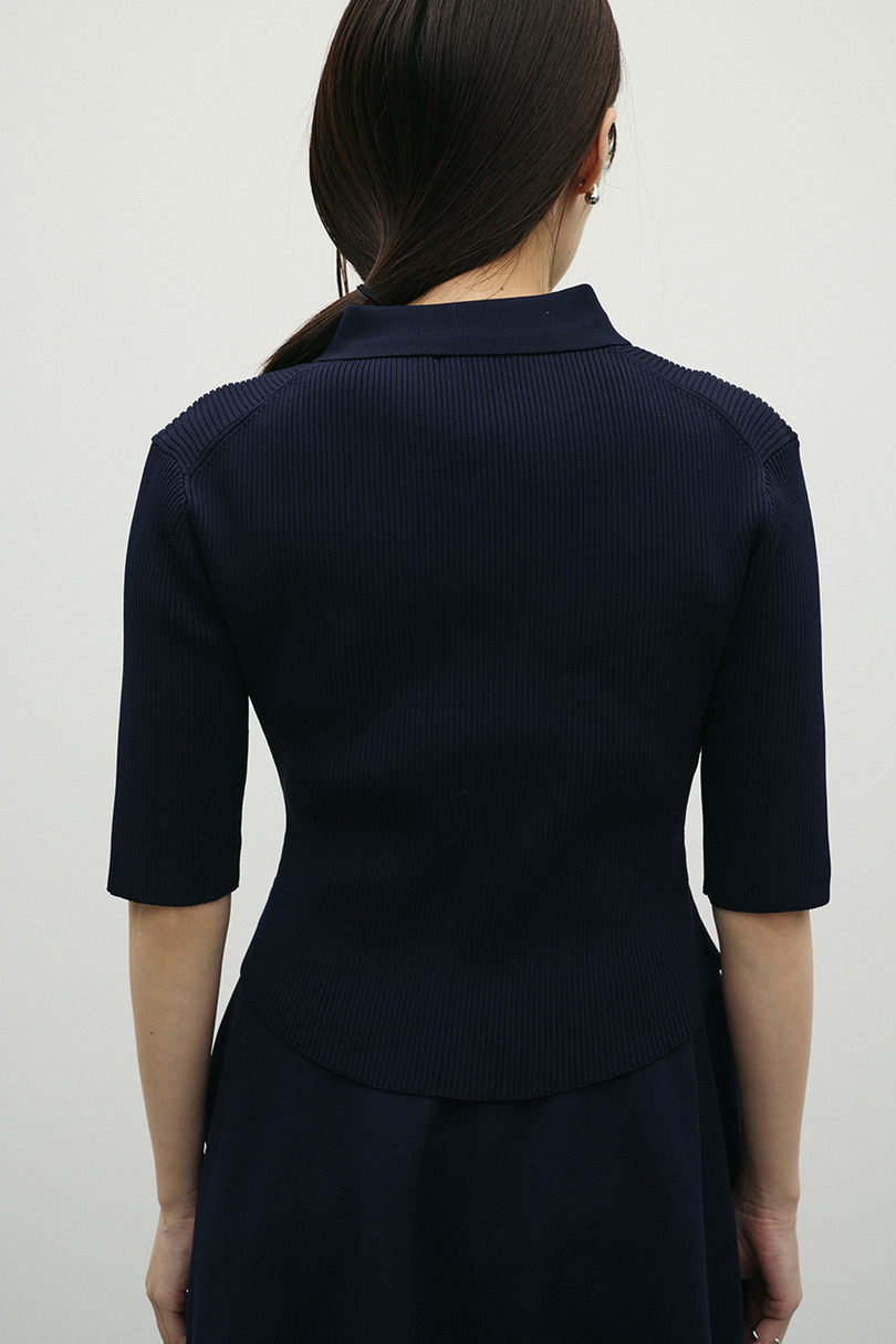 2ピースハーフスリーブポロニットワンピース 詳細画像 NVY 18