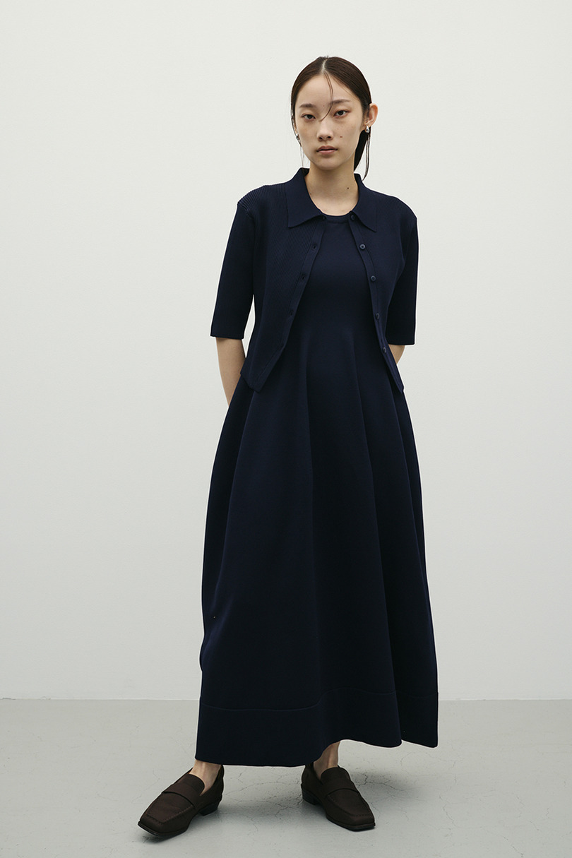 2ピースハーフスリーブポロニットワンピース 詳細画像 NVY 5
