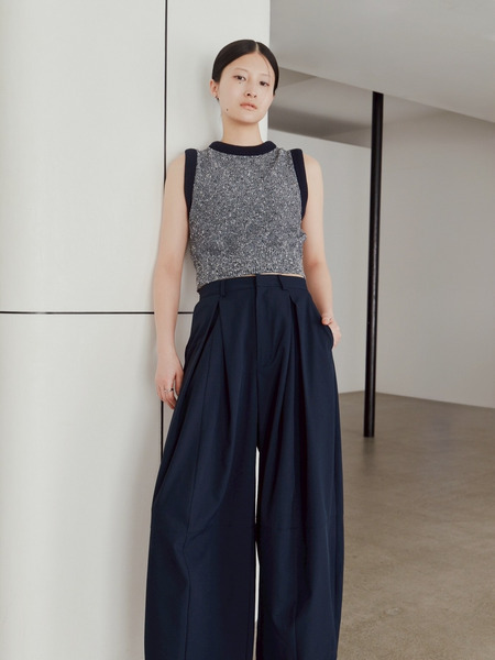 メランジクッションリブニット