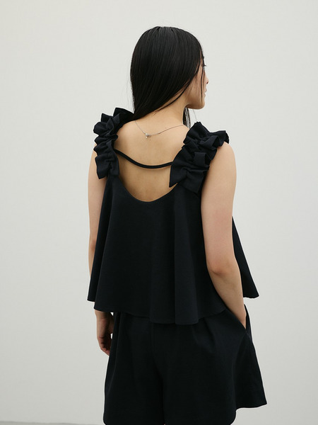 フリルショルダーショートオールインワン