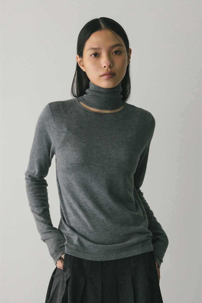 2WAYウォッシャブルハイネックオープンニット