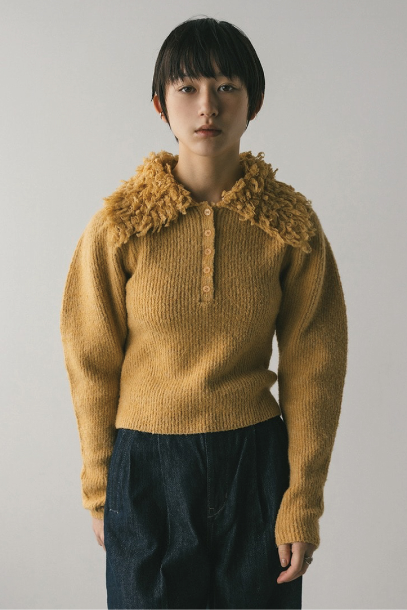 ループカラーニットトップ