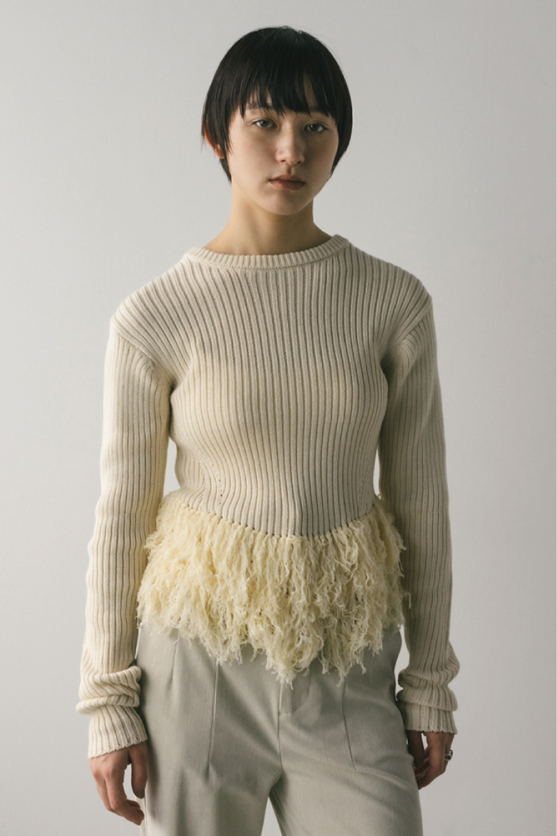 チュールフリンジペプラムニット